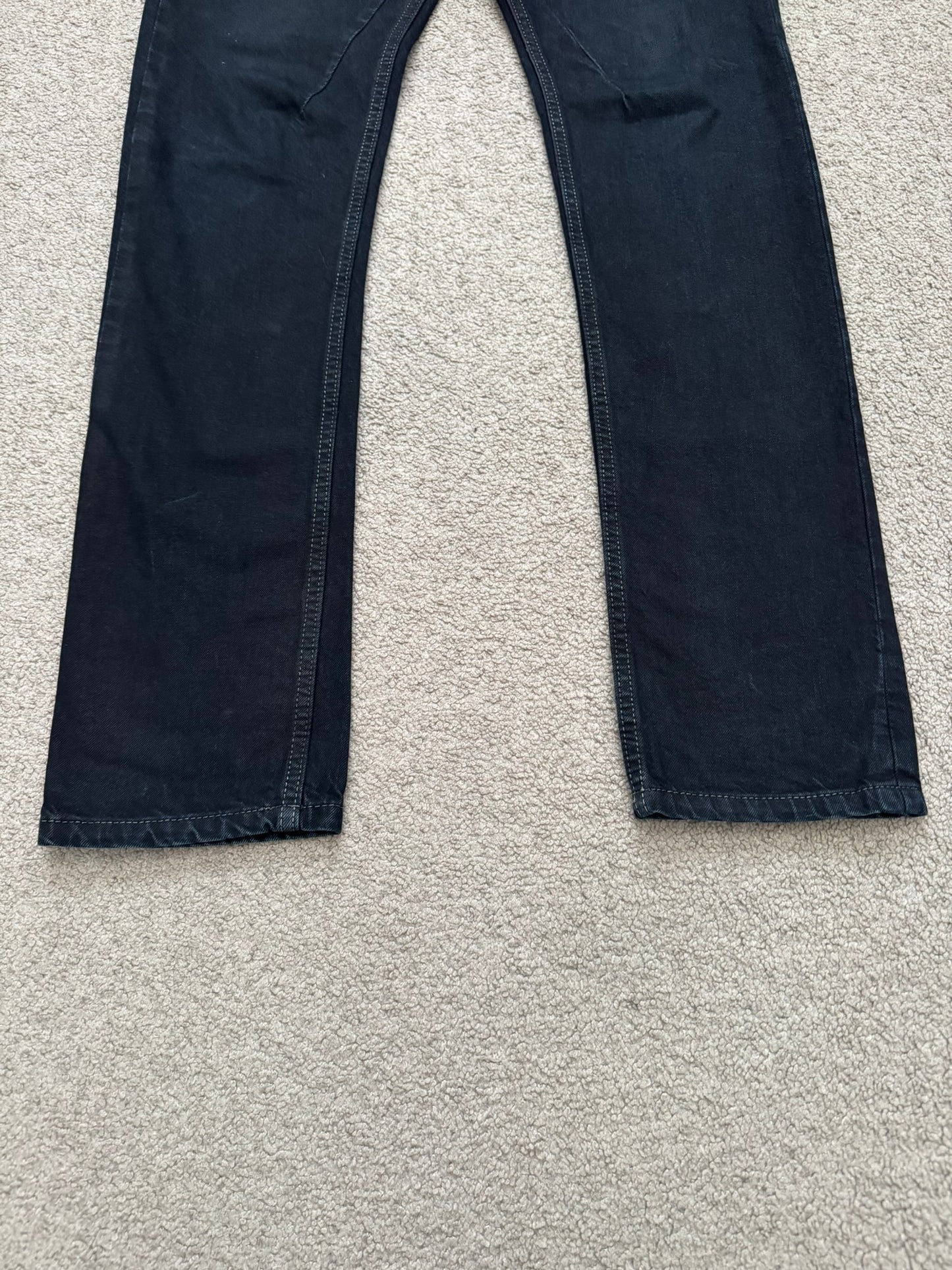FW16 Rick Owens DRKSHDW Black Waxed Torrence Cut Denim Jeans