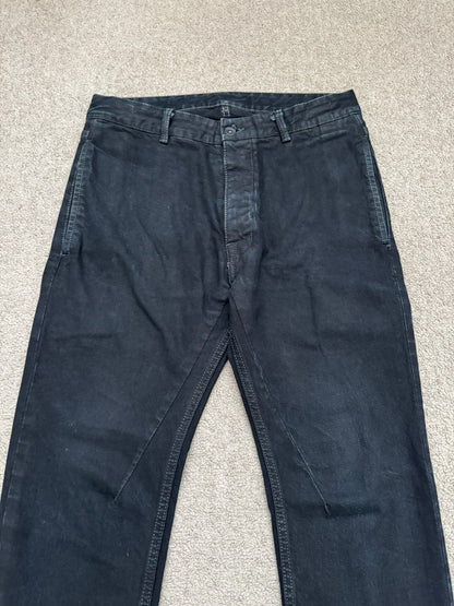 FW16 Rick Owens DRKSHDW Black Waxed Torrence Cut Denim Jeans