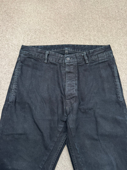 FW16 Rick Owens DRKSHDW Black Waxed Torrence Cut Denim Jeans