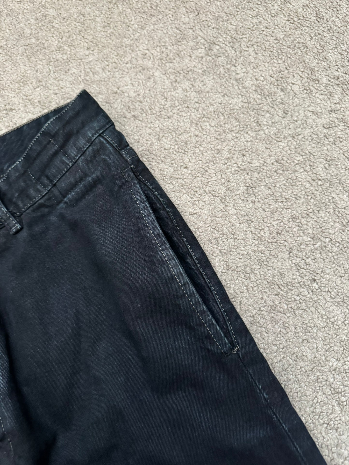 FW16 Rick Owens DRKSHDW Black Waxed Torrence Cut Denim Jeans