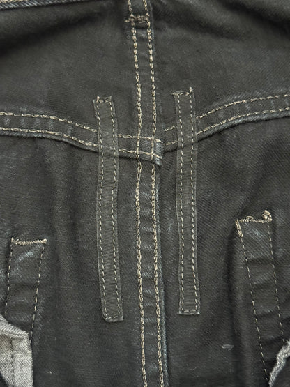 FW16 Rick Owens DRKSHDW Black Waxed Torrence Cut Denim Jeans
