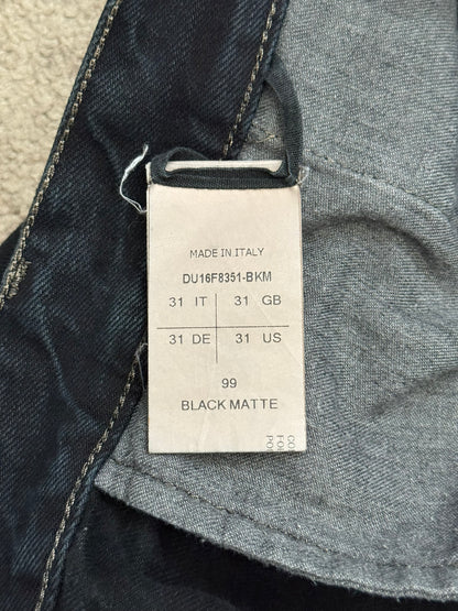FW16 Rick Owens DRKSHDW Black Waxed Torrence Cut Denim Jeans
