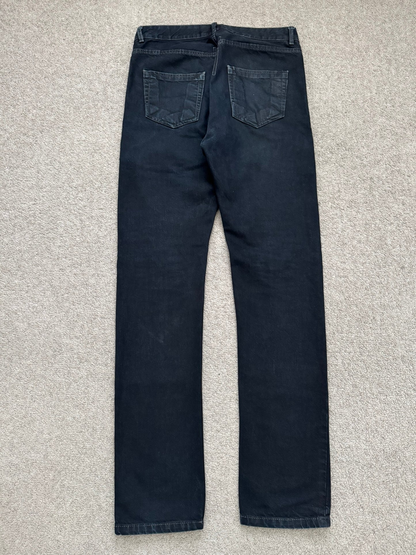 FW16 Rick Owens DRKSHDW Black Waxed Torrence Cut Denim Jeans