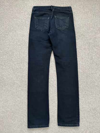 FW16 Rick Owens DRKSHDW Black Waxed Torrence Cut Denim Jeans