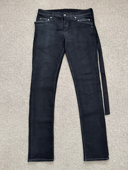 FW21 Rick Owens DRKSHDW Black Waxed Tyrone Cut Denim Jeans