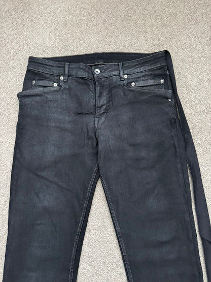 FW21 Rick Owens DRKSHDW Black Waxed Tyrone Cut Denim Jeans