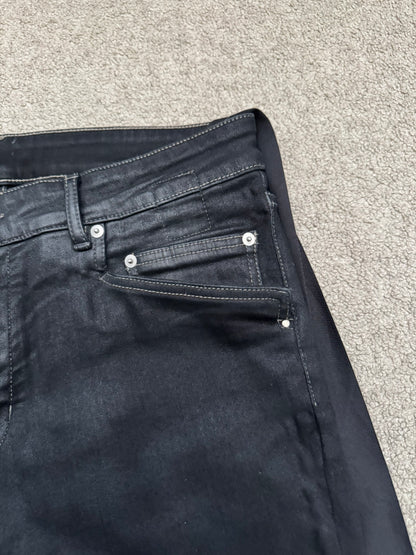 FW21 Rick Owens DRKSHDW Black Waxed Tyrone Cut Denim Jeans