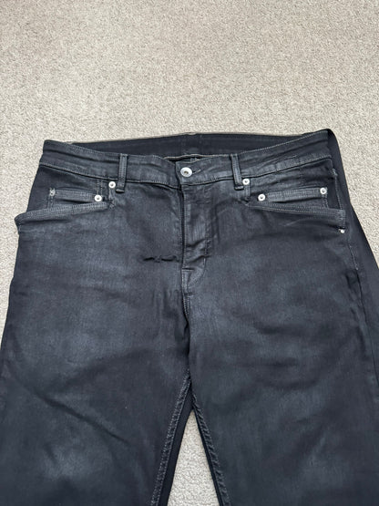 FW21 Rick Owens DRKSHDW Black Waxed Tyrone Cut Denim Jeans