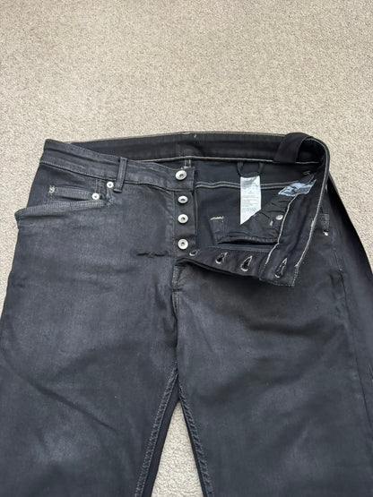 FW21 Rick Owens DRKSHDW Black Waxed Tyrone Cut Denim Jeans