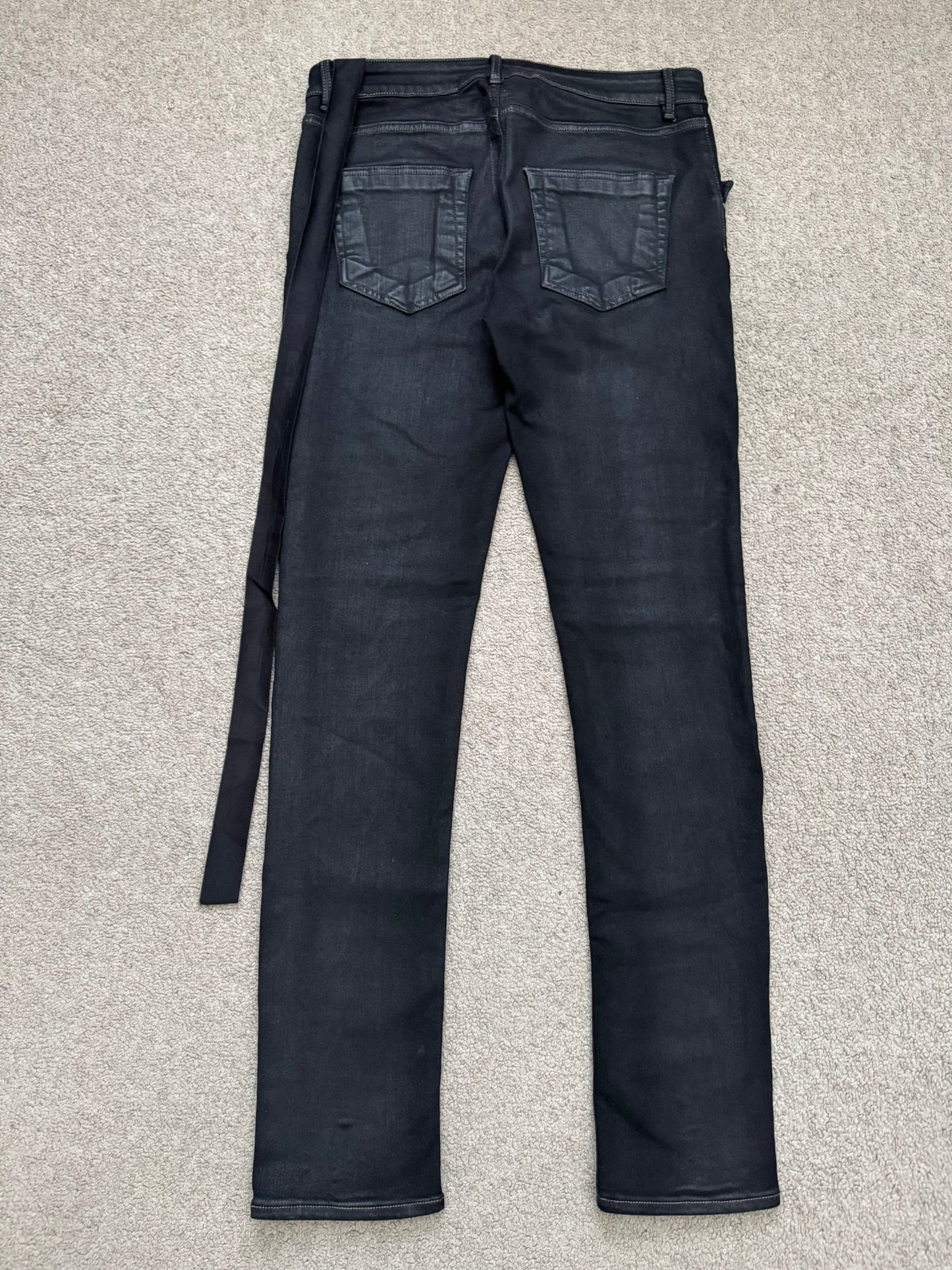FW21 Rick Owens DRKSHDW Black Waxed Tyrone Cut Denim Jeans