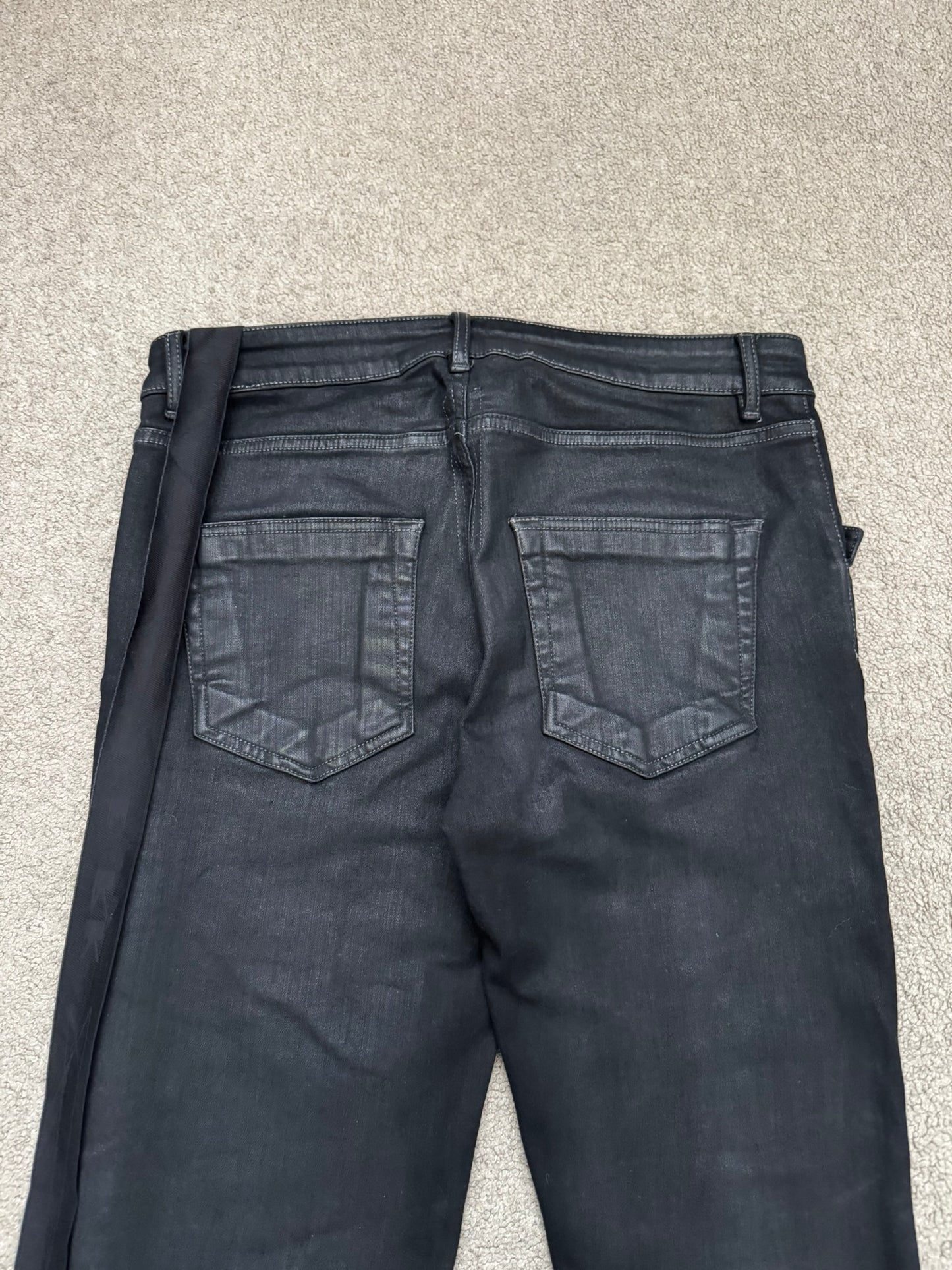 FW21 Rick Owens DRKSHDW Black Waxed Tyrone Cut Denim Jeans