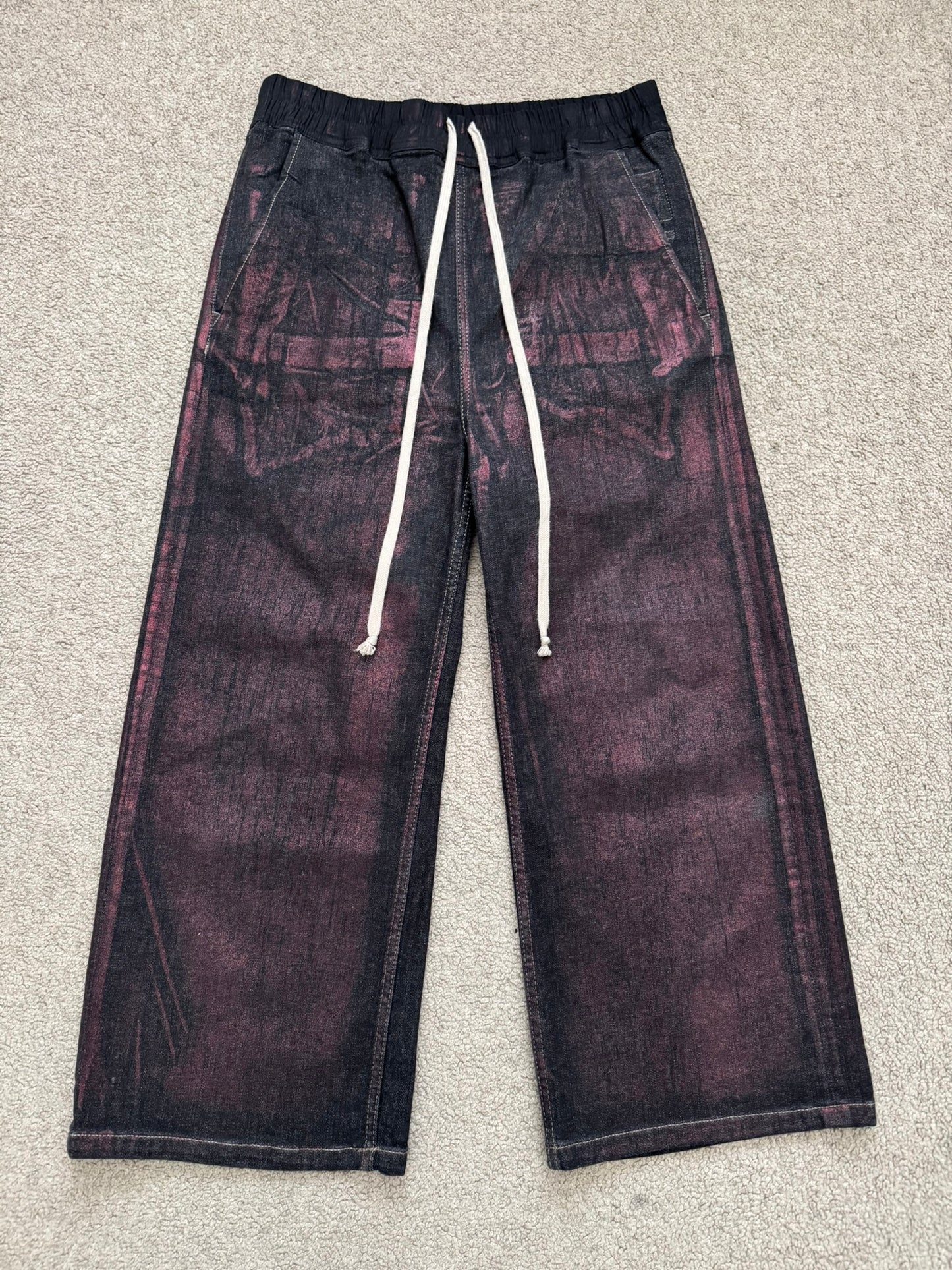 FW20 Rick Owens DRKSHDW Bruise Foil Cropped Denim Pants