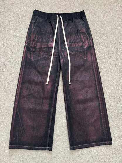 FW20 Rick Owens DRKSHDW Bruise Foil Cropped Denim Pants
