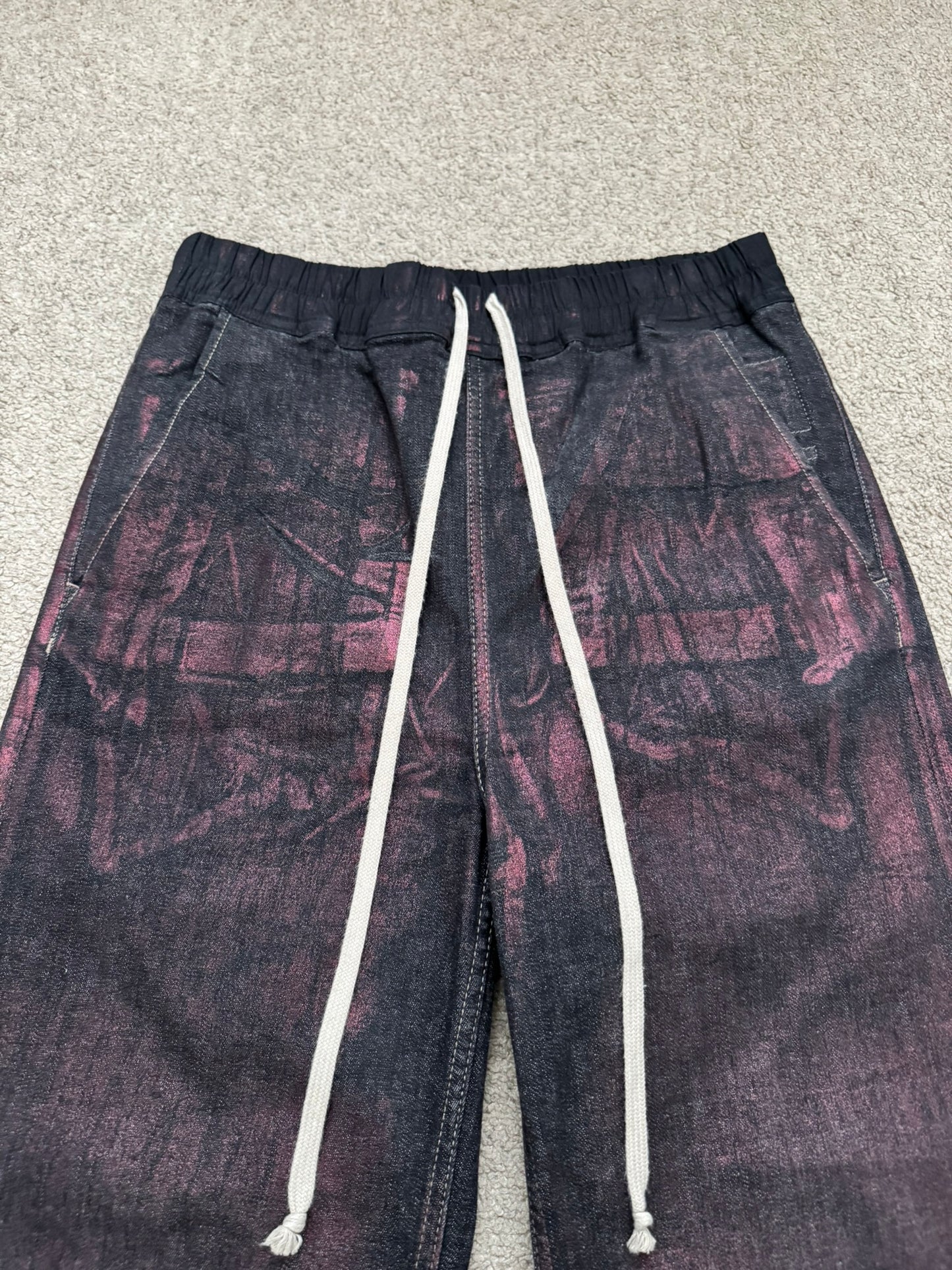 FW20 Rick Owens DRKSHDW Bruise Foil Cropped Denim Pants