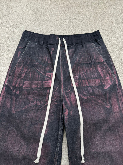 FW20 Rick Owens DRKSHDW Bruise Foil Cropped Denim Pants