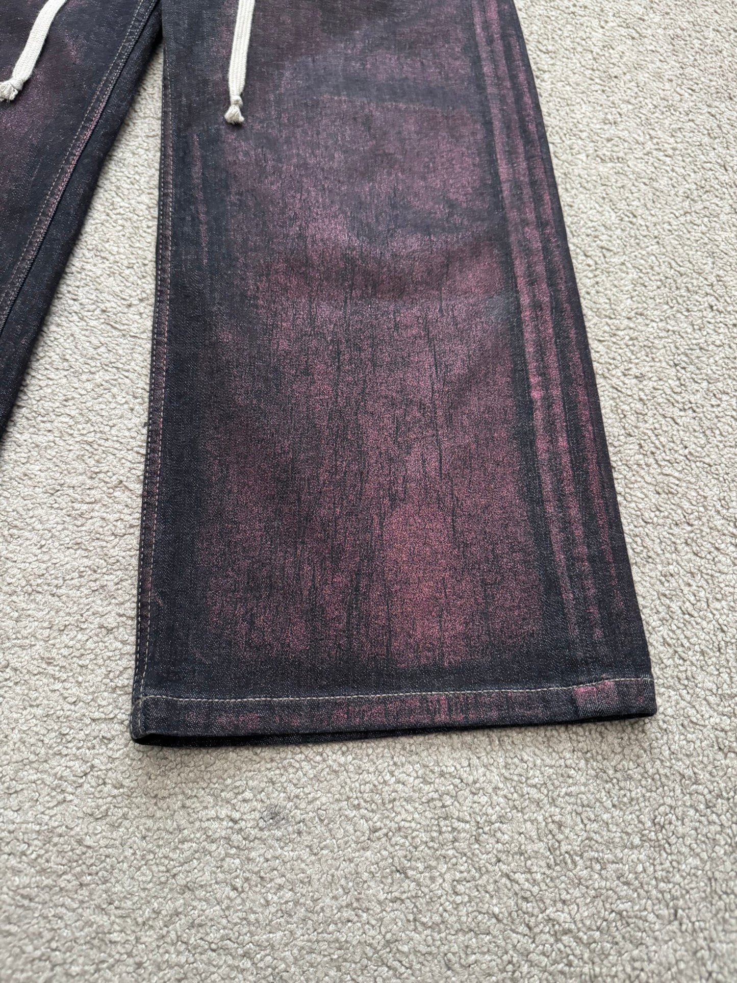 FW20 Rick Owens DRKSHDW Bruise Foil Cropped Denim Pants