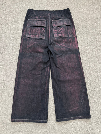 FW20 Rick Owens DRKSHDW Bruise Foil Cropped Denim Pants