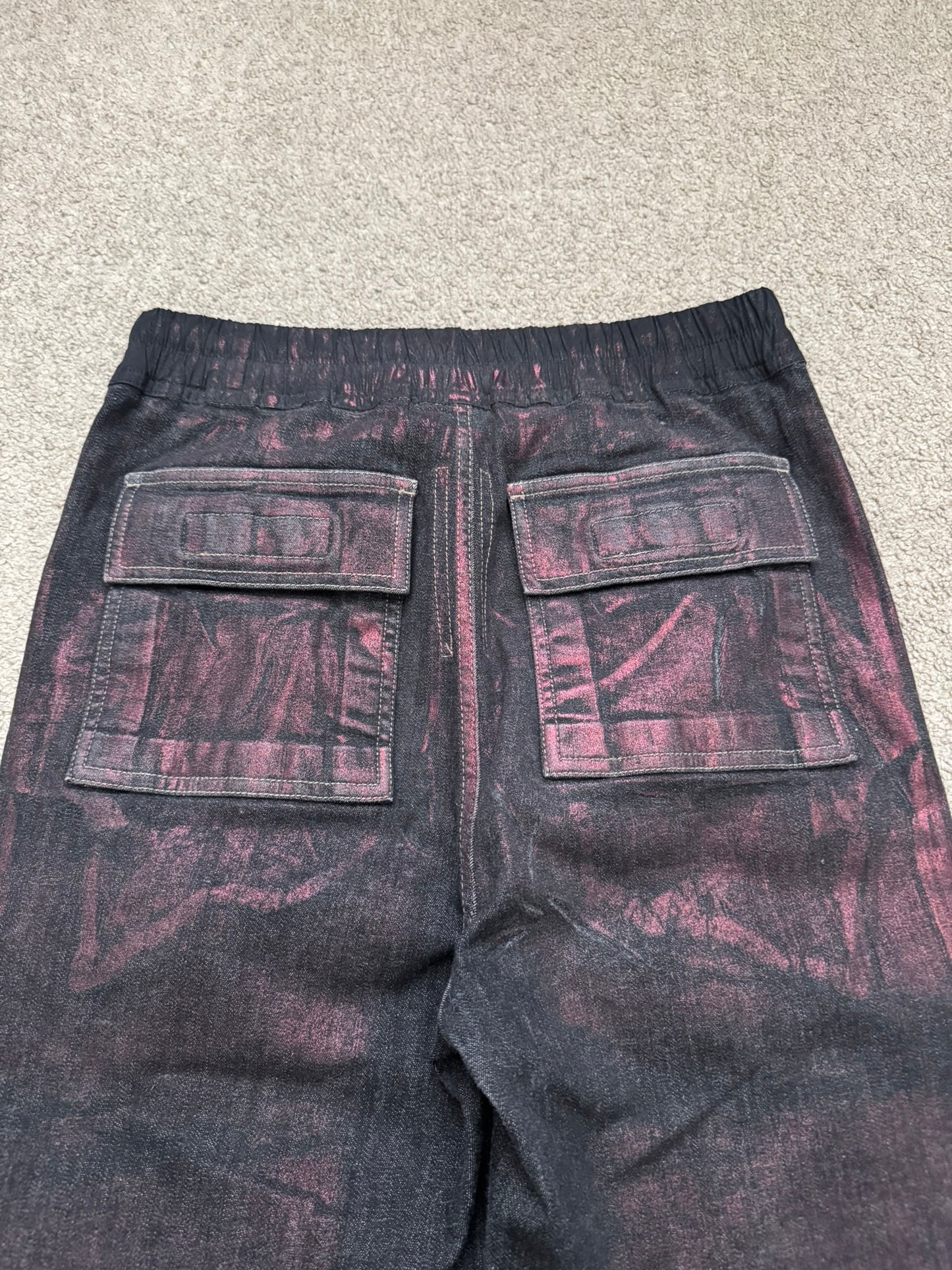 FW20 Rick Owens DRKSHDW Bruise Foil Cropped Denim Pants