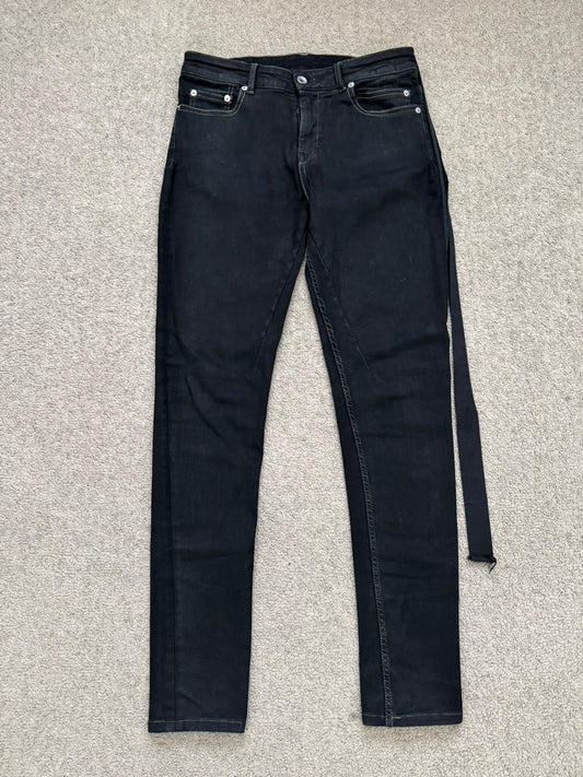 FW21 Rick Owens DRKSHDW Black Waxed Detroit Cut Denim Jeans