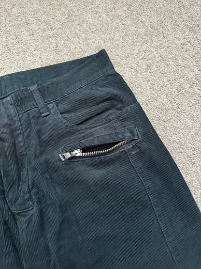 SS12 Balmain by Olivier Rousteing Green Corduroy Zip Biker Pants