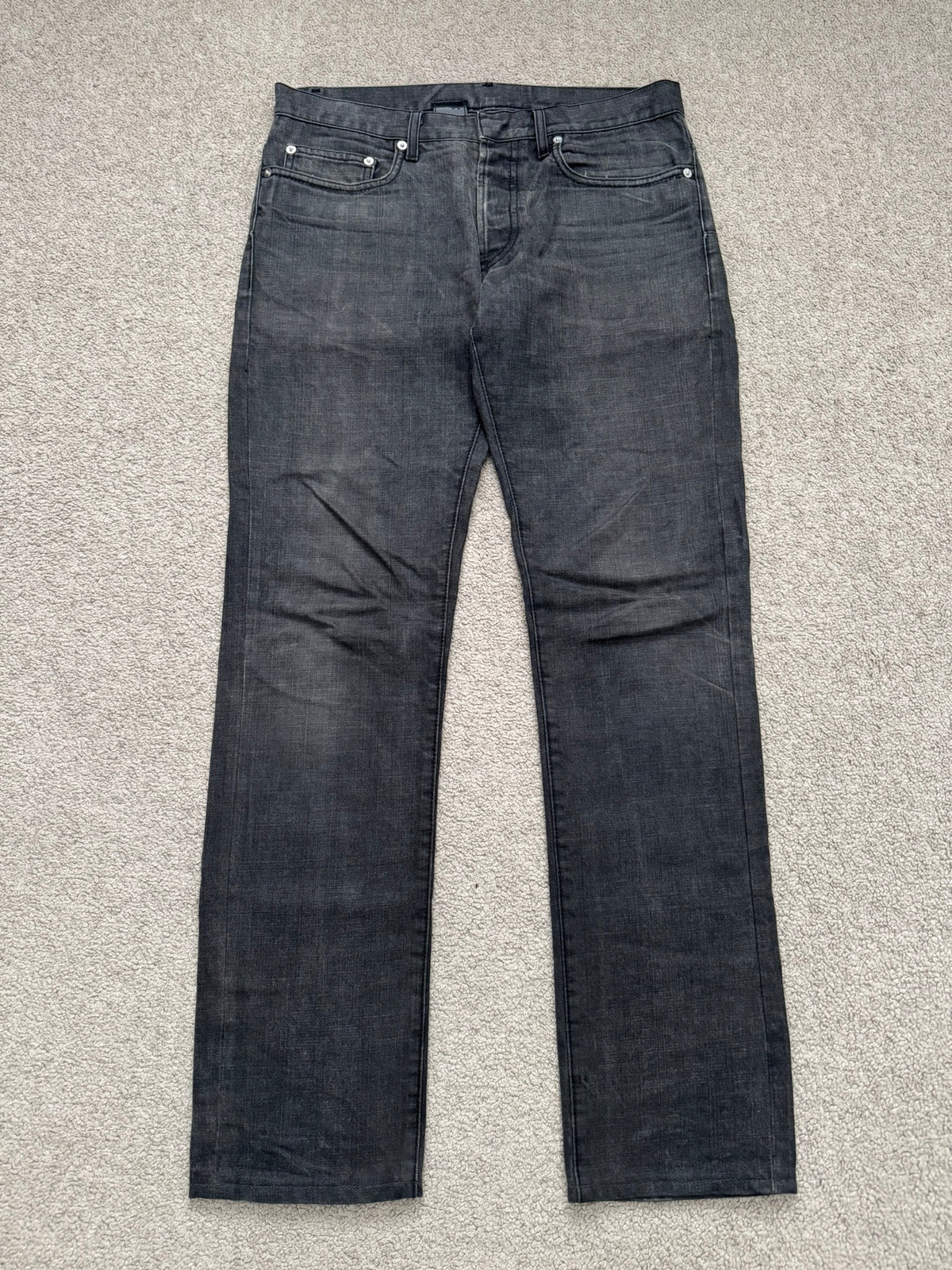 AW07 Dior Homme by Hedi Slimane Black Washed Denim Jeans