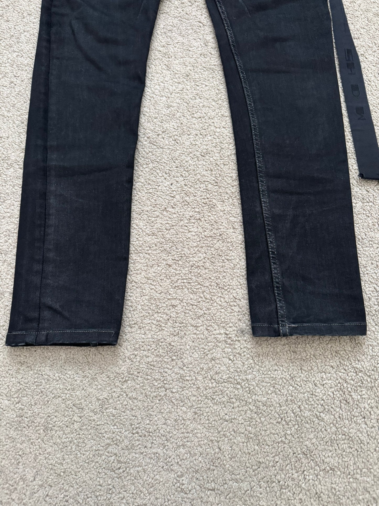 FW21 Rick Owens DRKSHDW Black Waxed Detroit Cut Denim Jeans