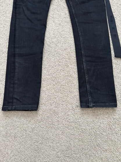 FW21 Rick Owens DRKSHDW Black Waxed Detroit Cut Denim Jeans