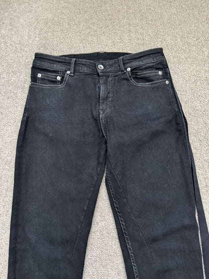 FW21 Rick Owens DRKSHDW Black Waxed Detroit Cut Denim Jeans