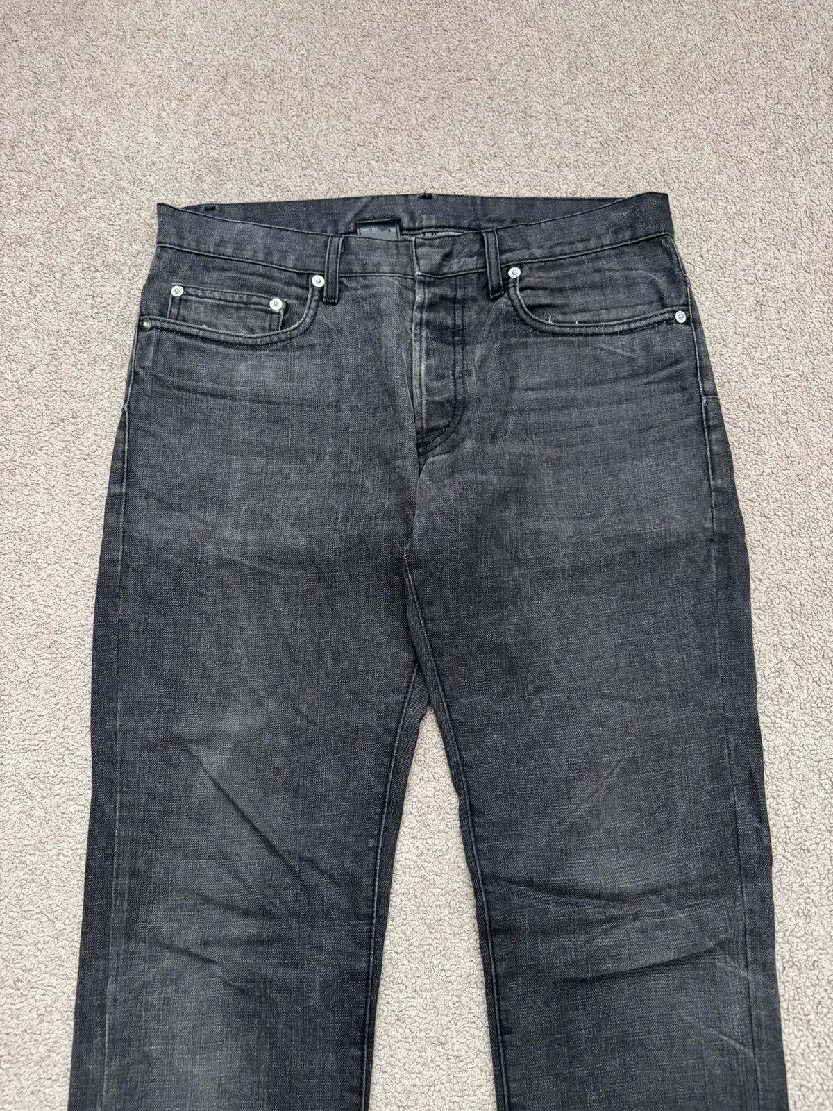 AW07 Dior Homme by Hedi Slimane Black Washed Denim Jeans