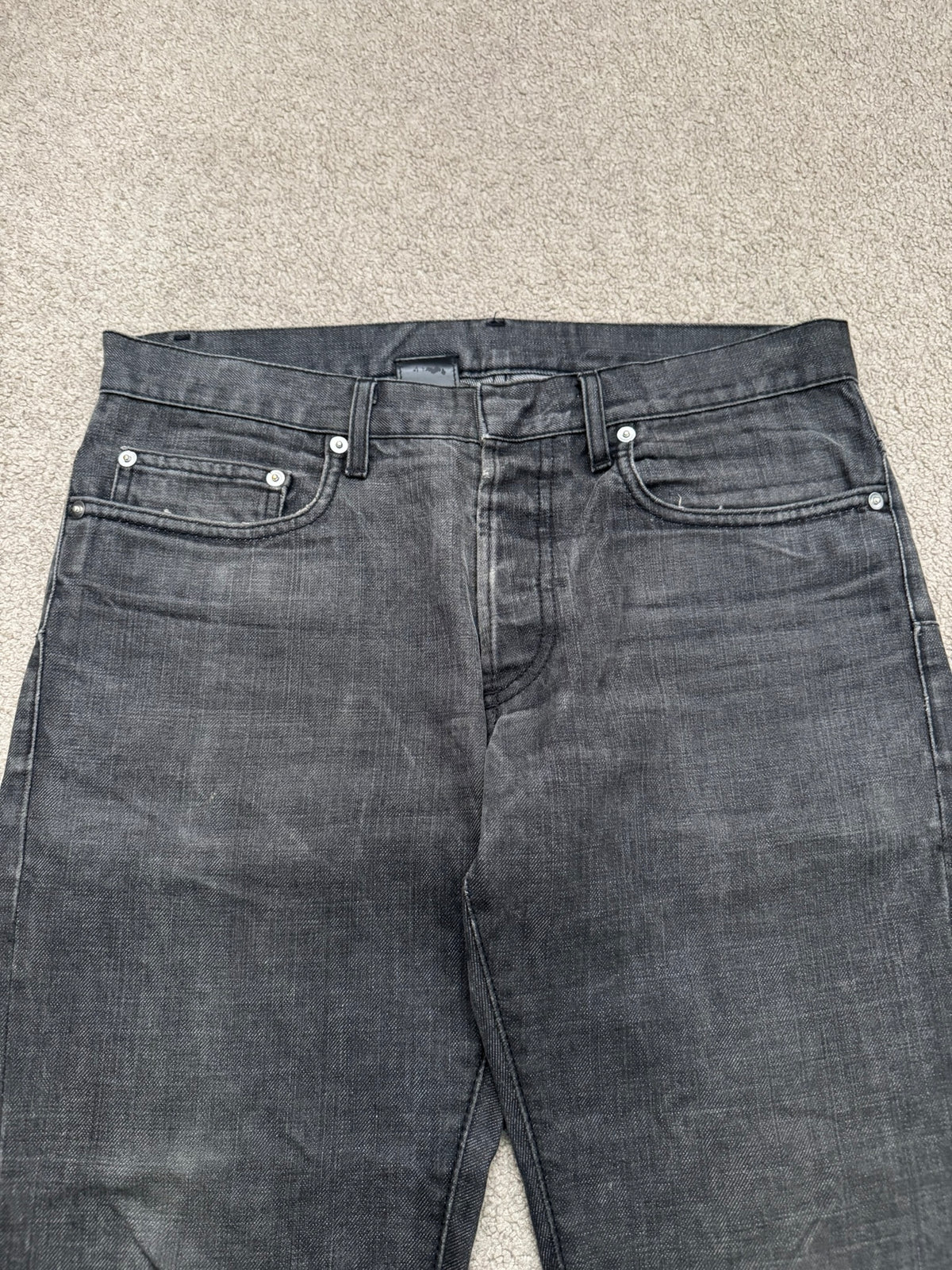 AW07 Dior Homme by Hedi Slimane Black Washed Denim Jeans