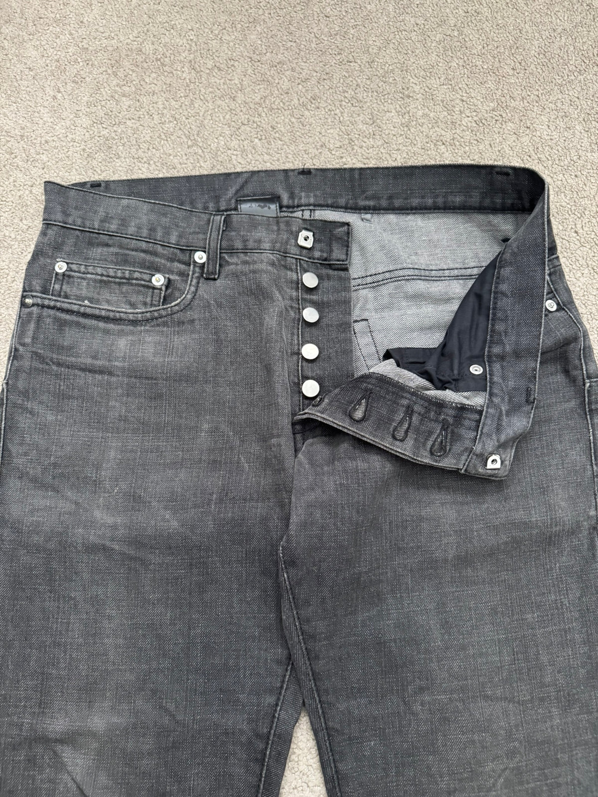 AW07 Dior Homme by Hedi Slimane Black Washed Denim Jeans