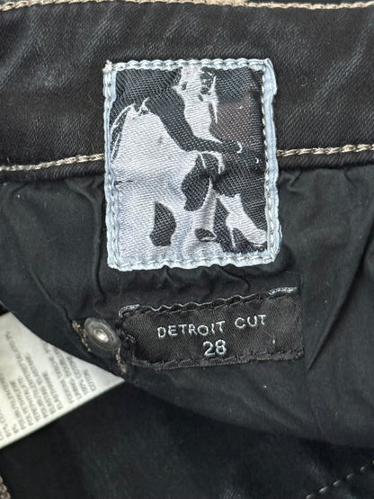 FW21 Rick Owens DRKSHDW Black Waxed Detroit Cut Denim Jeans