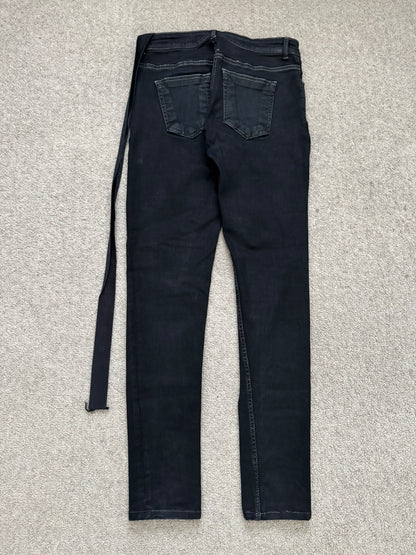 FW21 Rick Owens DRKSHDW Black Waxed Detroit Cut Denim Jeans
