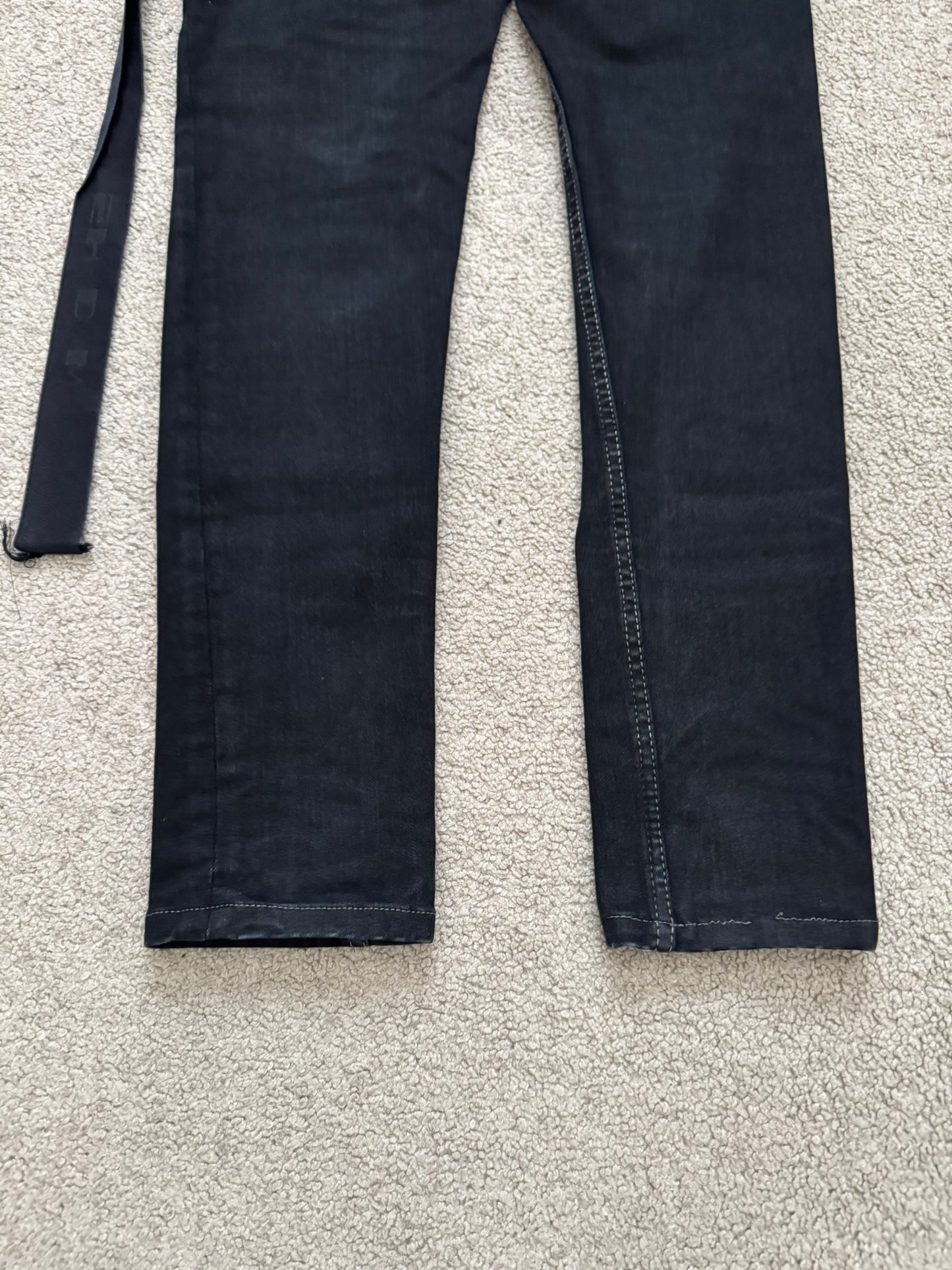 FW21 Rick Owens DRKSHDW Black Waxed Detroit Cut Denim Jeans
