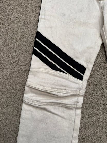 SS15 Balmain by Olivier Rousteing Two Tone Zip Biker Denim Jeans