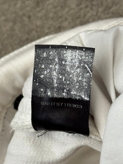 SS15 Balmain by Olivier Rousteing Two Tone Zip Biker Denim Jeans