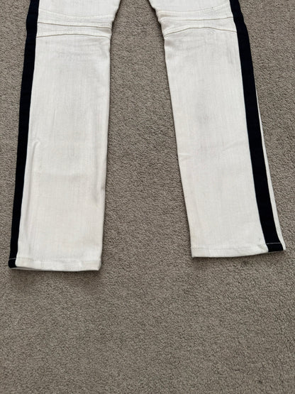 SS15 Balmain by Olivier Rousteing Two Tone Zip Biker Denim Jeans