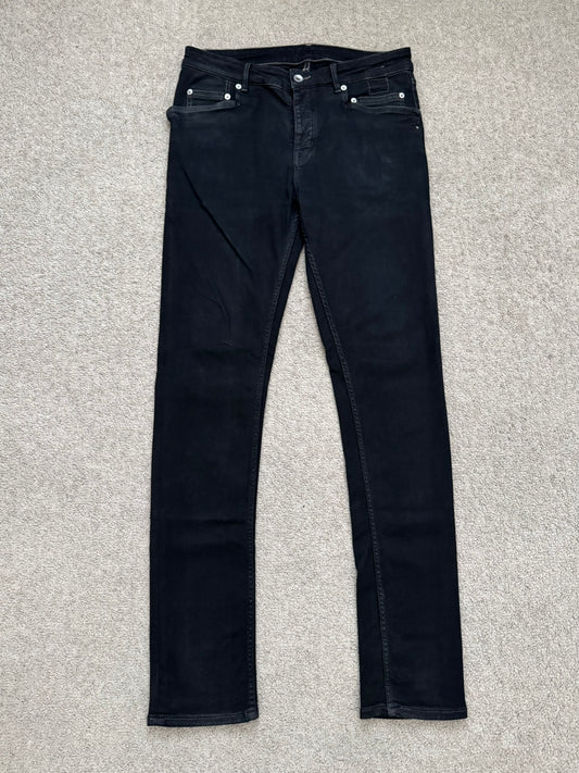 FW22 Rick Owens DRKSHDW Black Waxed Tyrone Cut Denim Jeans