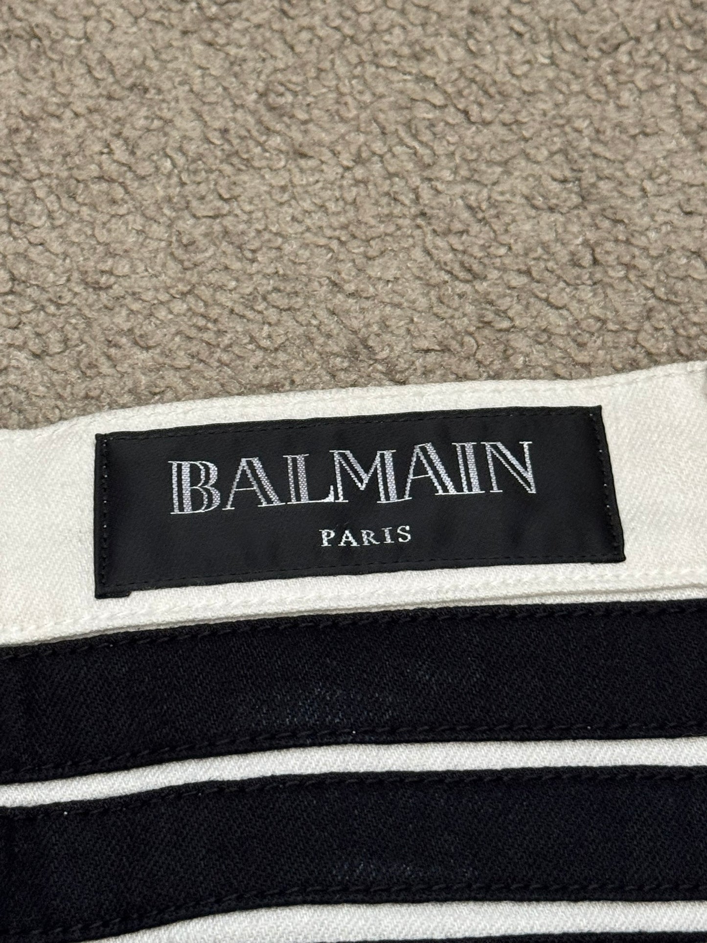 SS15 Balmain by Olivier Rousteing Two Tone Zip Biker Denim Jeans