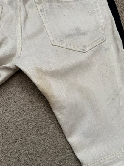 SS15 Balmain by Olivier Rousteing Two Tone Zip Biker Denim Jeans