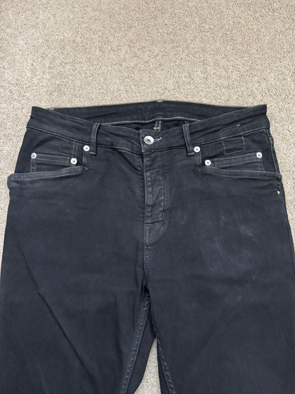 FW22 Rick Owens DRKSHDW Black Waxed Tyrone Cut Denim Jeans