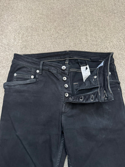 FW22 Rick Owens DRKSHDW Black Waxed Tyrone Cut Denim Jeans