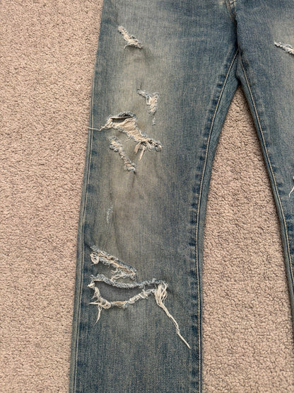FW15 Saint Laurent by Hedi Slimane Crash Distressed D02 Denim Jeans