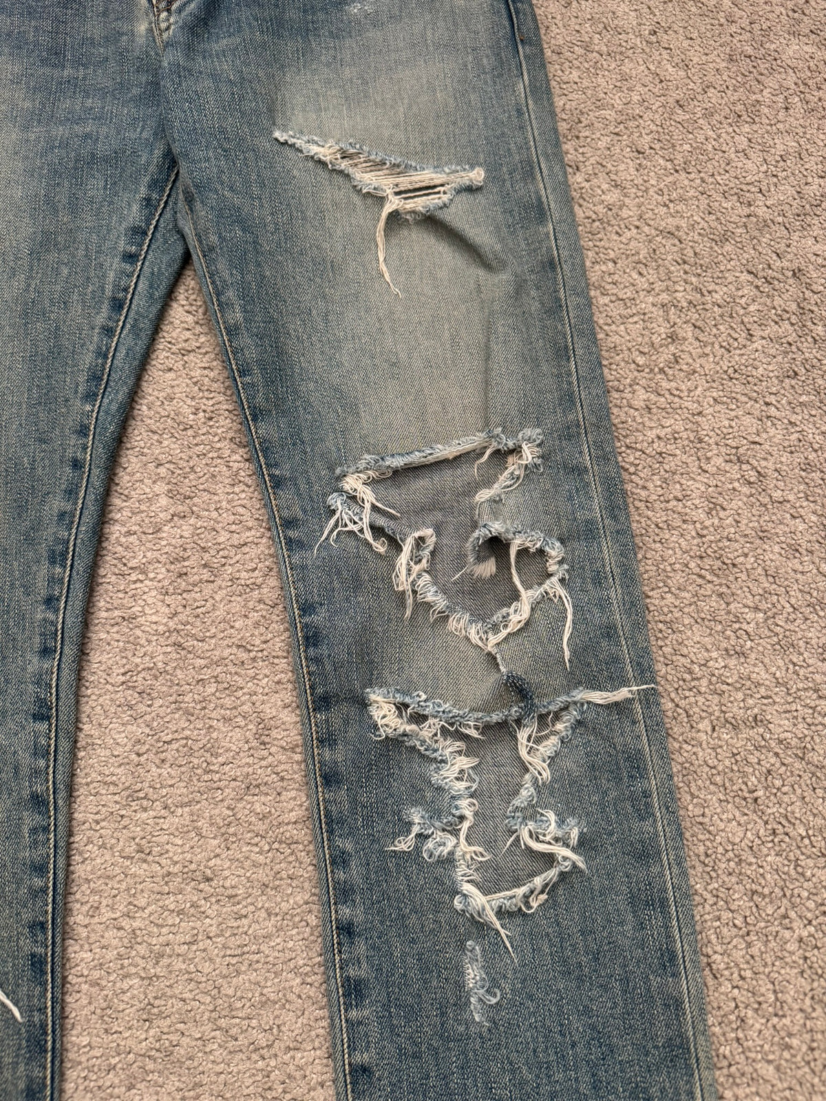FW15 Saint Laurent by Hedi Slimane Crash Distressed D02 Denim Jeans