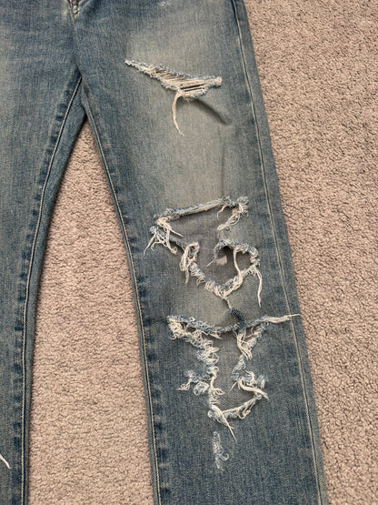 FW15 Saint Laurent by Hedi Slimane Crash Distressed D02 Denim Jeans