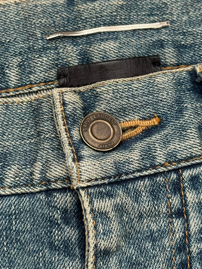 FW15 Saint Laurent by Hedi Slimane Crash Distressed D02 Denim Jeans