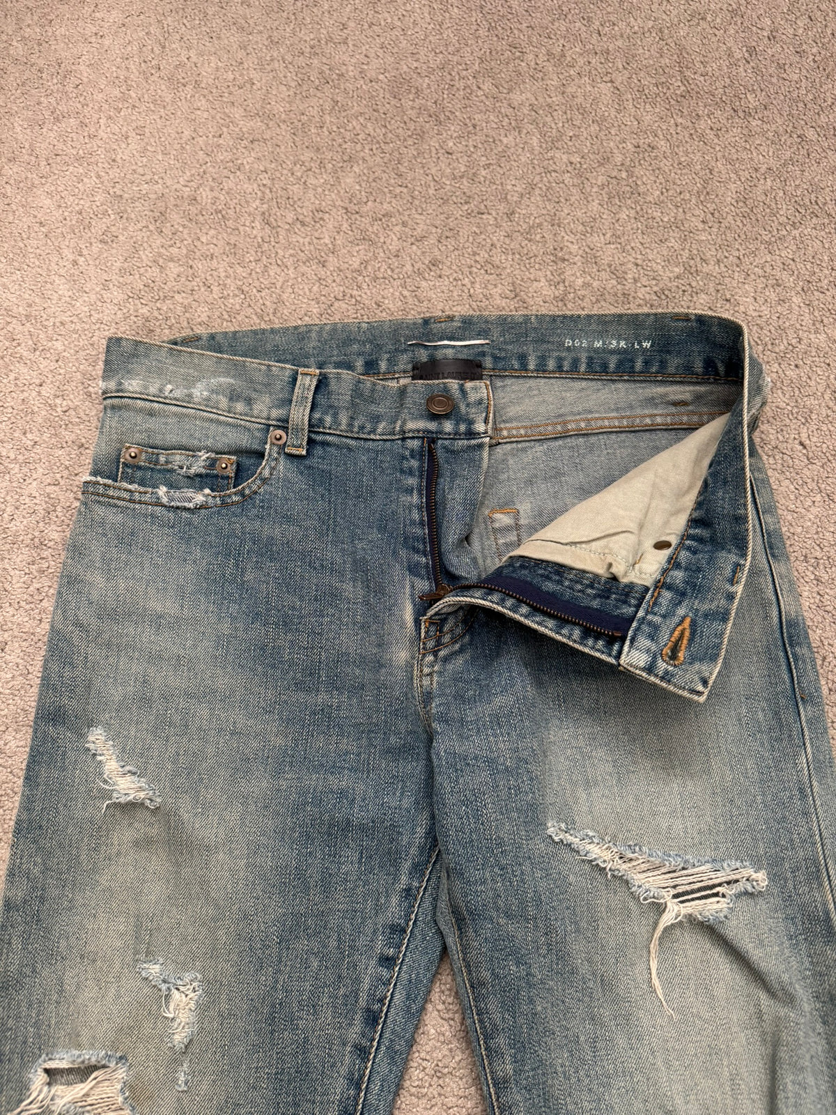 FW15 Saint Laurent by Hedi Slimane Crash Distressed D02 Denim Jeans
