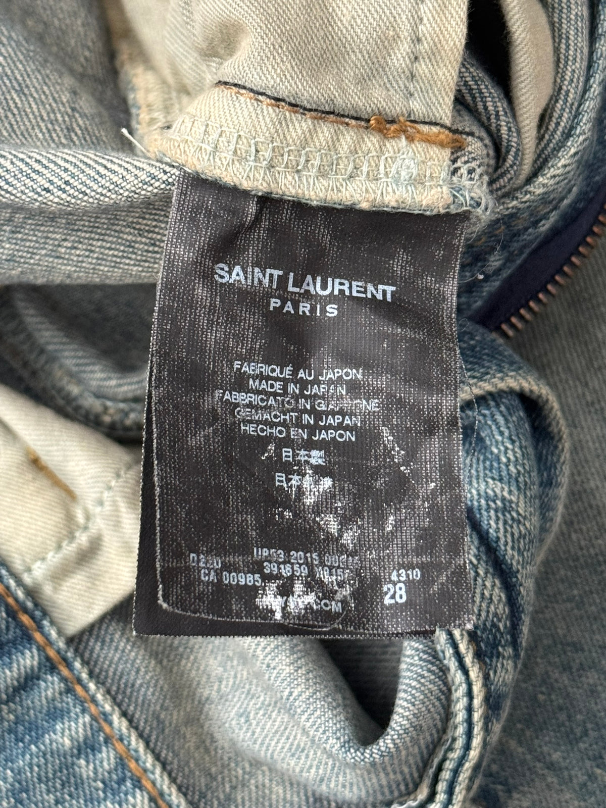 FW15 Saint Laurent by Hedi Slimane Crash Distressed D02 Denim Jeans