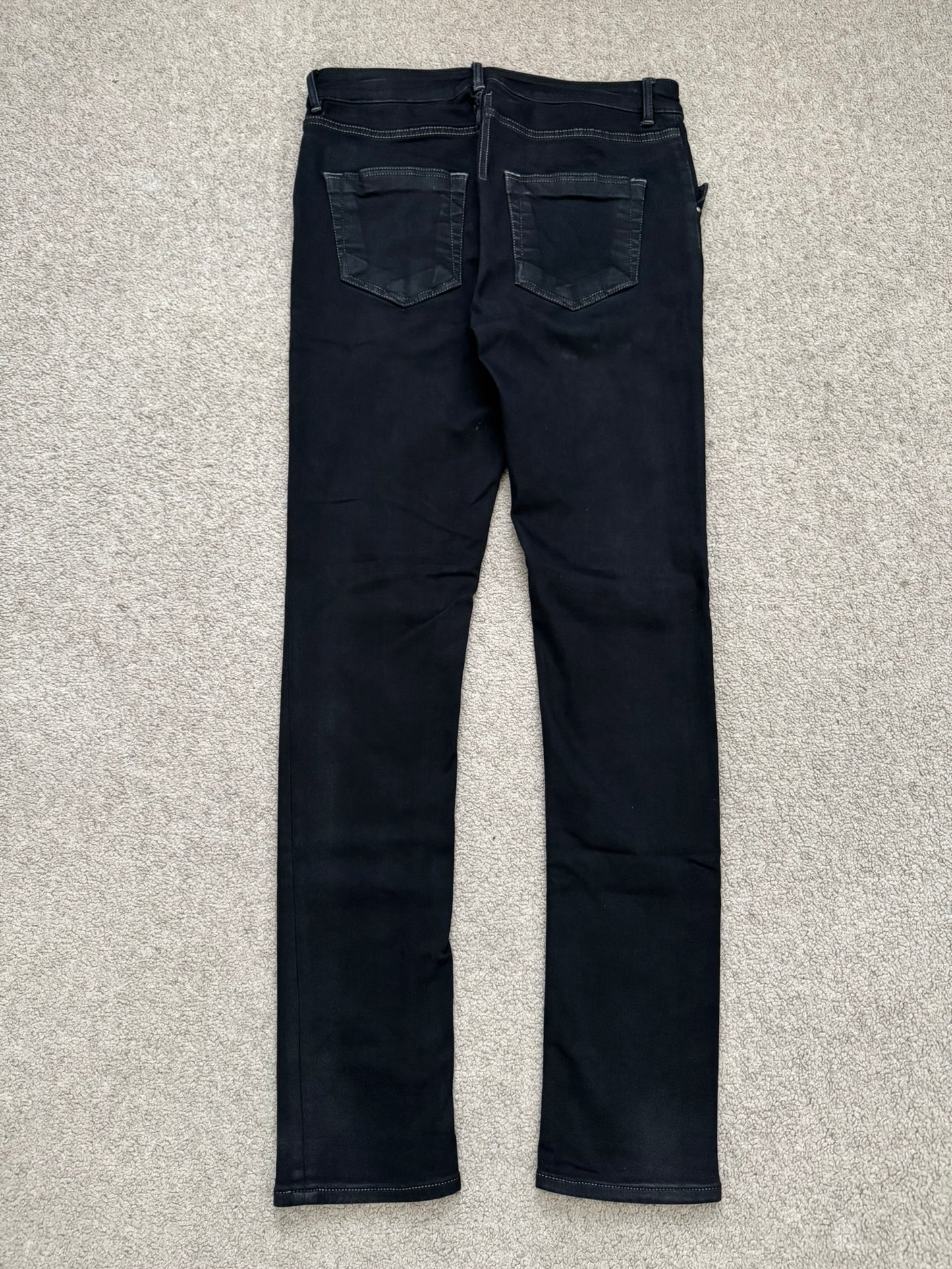 FW22 Rick Owens DRKSHDW Black Waxed Tyrone Cut Denim Jeans