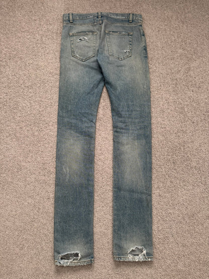 FW15 Saint Laurent by Hedi Slimane Crash Distressed D02 Denim Jeans